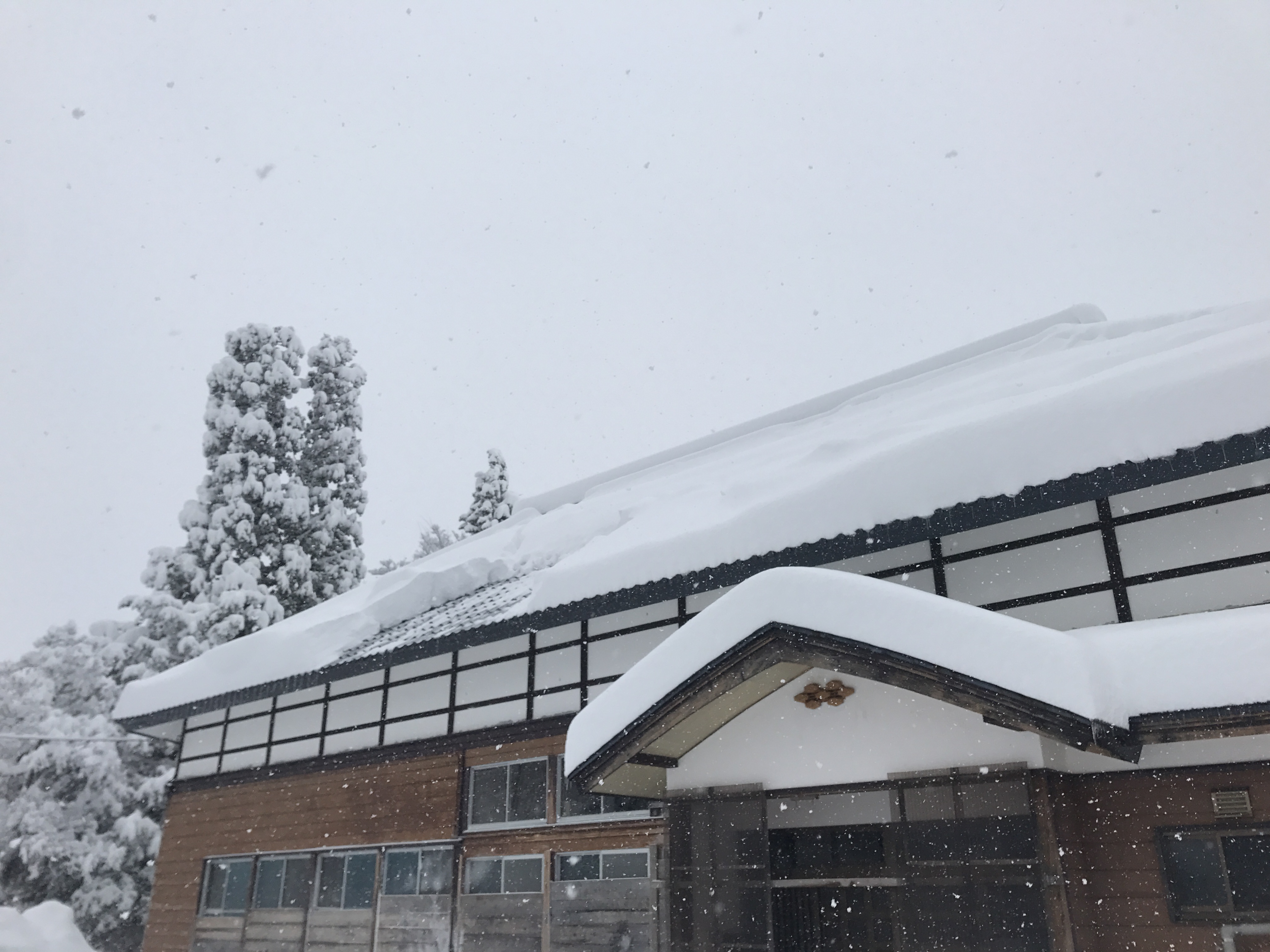 屋根から落ちる雪