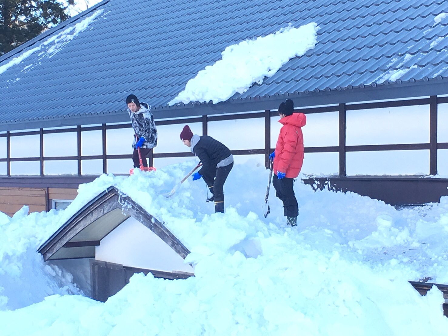 地上と屋根の雪が繋がるとヤバイ 屋根の雪下ろしは複数人で