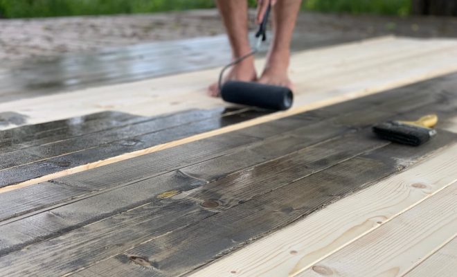 コストコのガゼボ 東屋 を設置するために 土台のウッドデッキをdiy 4 木材保護の塗装と床板の取り付け